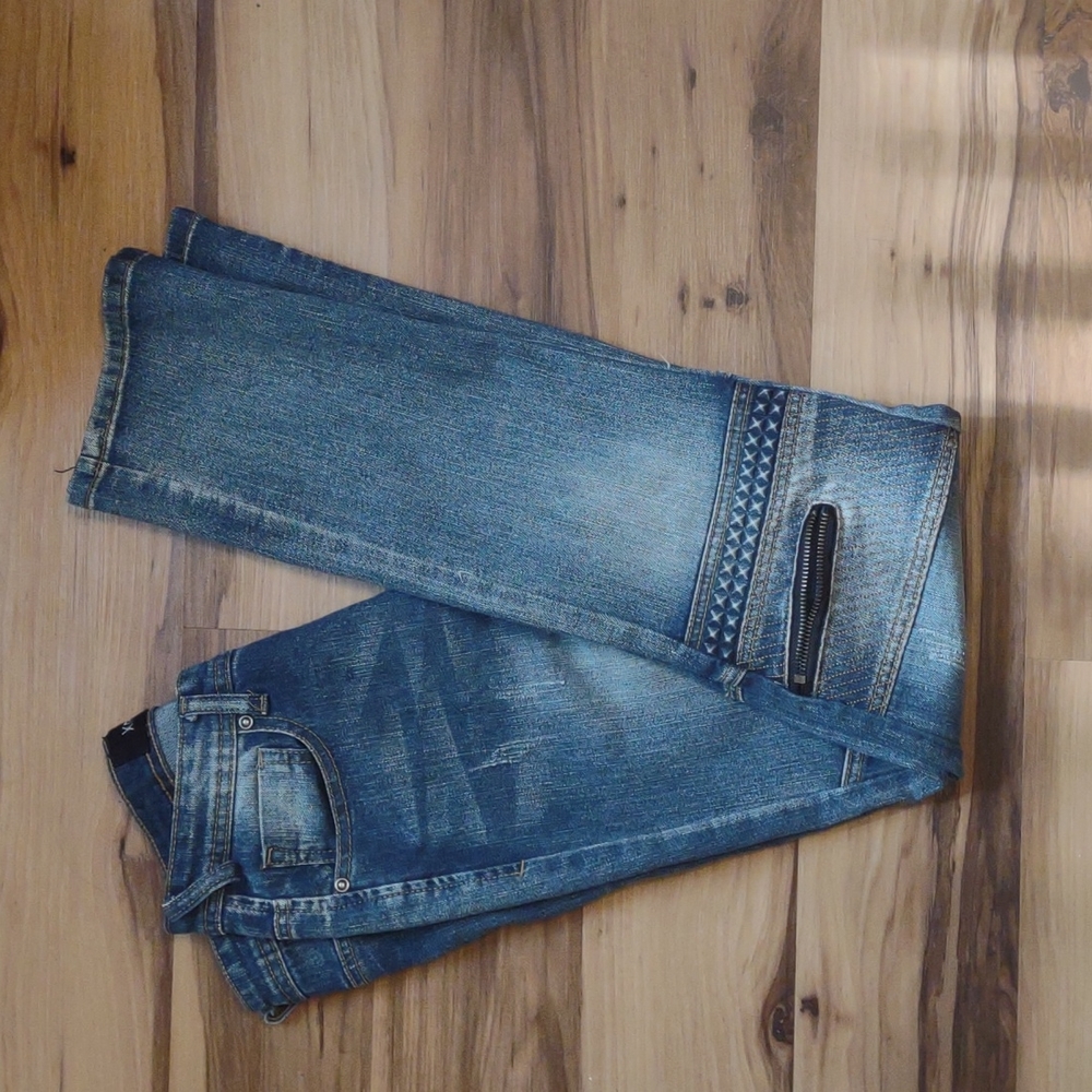 XRAY jeans men's size 29/30‎ blue straight moto seamed zippered knee